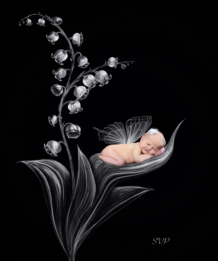 Newborn baby girl in one of our pencil drawing ideas 